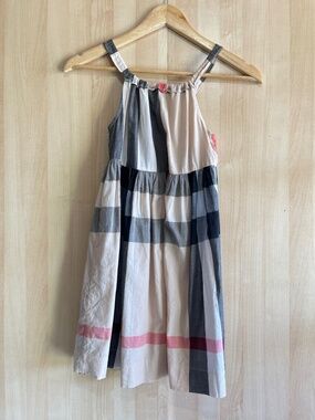 Girls Pink and Black Stripe Halter Sundress
